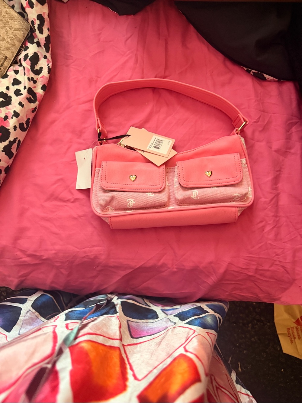 Juicy Couture Pink Women's Shoulder Bag with Front Pockets